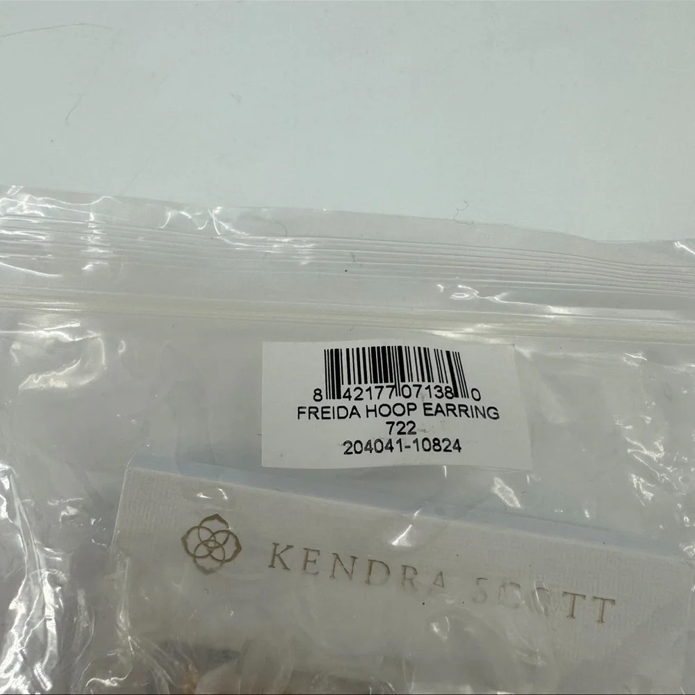 Kendra Scott Freida Hoop Earrings Vintage Gold Obsidian New with Tag